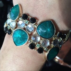 WHBM green, silver and black stretch bracelet